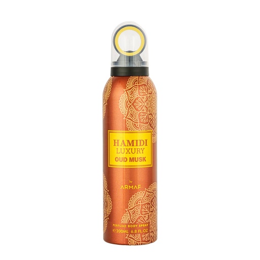 Oud Musk Non Alcoholic Deodrant Perfumed Body Spray  200 ML - Luxury Collection By Hamidi