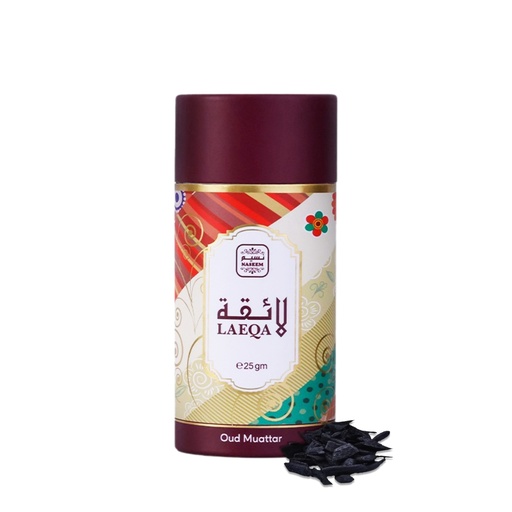 [F1855] LAEQA Non Alcoholic Bakhoor Muattar  25 GM - Hard Box Collection By Naseem