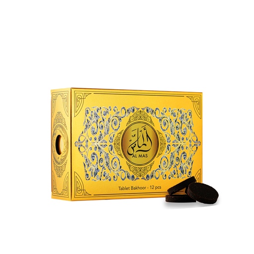 Almas Non Alcoholic Bakhoor Tablets  50 GM - Golden Box Collection By Hamidi