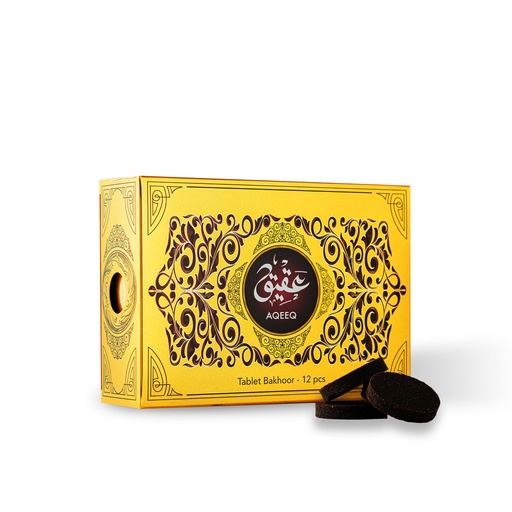 Aqeeq Non Alcoholic Bakhoor Tablets  50 GM - Golden Box Collection By Hamidi